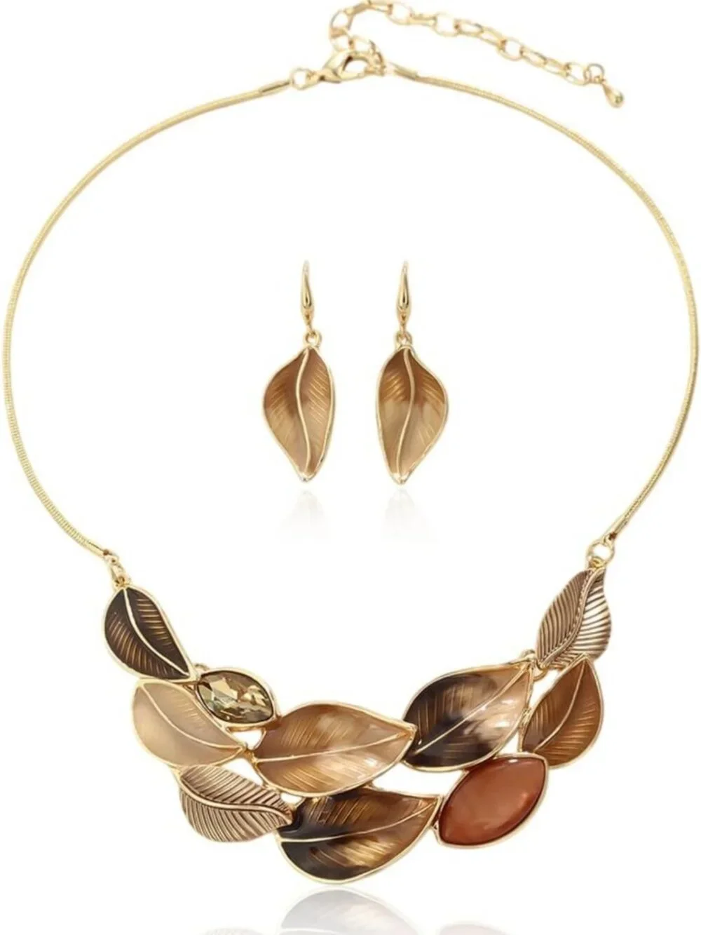 Vintage Chunky Floral Resin Jewelry Set - Bohemian Bib Necklace & Earring Gift
